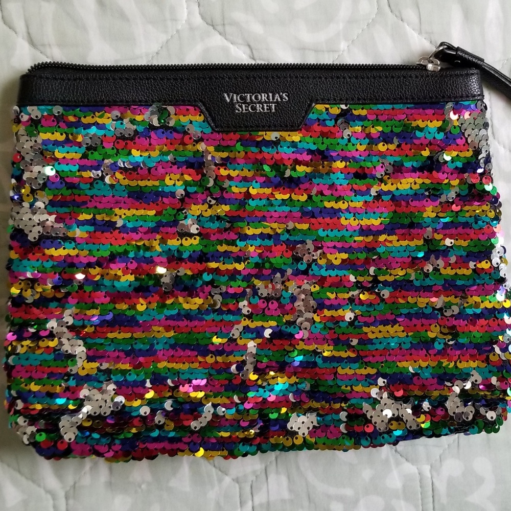Victoria's Secret sequin travel make up bag